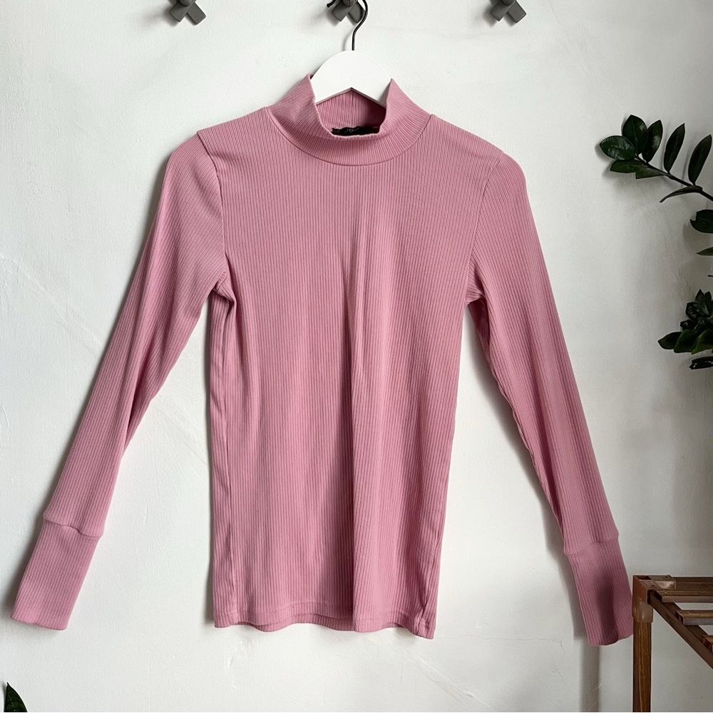 J. Crew Pink Ribbed Long Sleeve Top